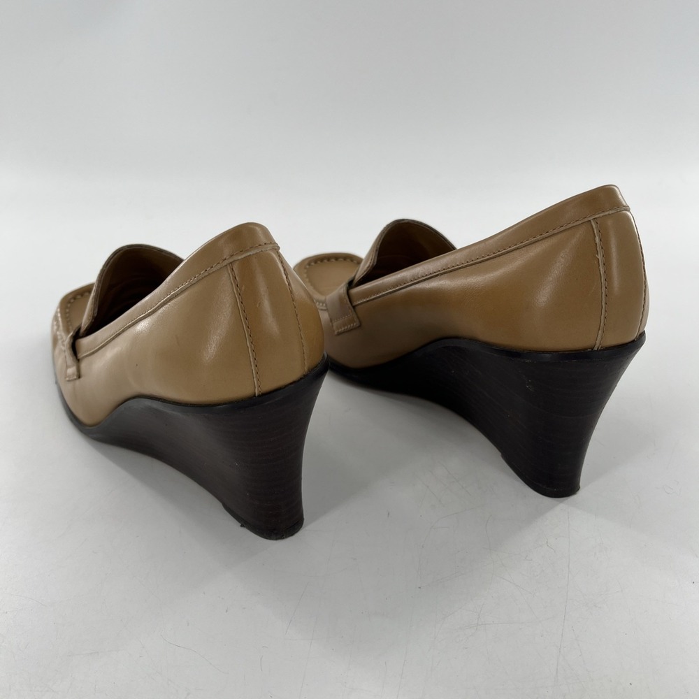 Vintage 90s Nine West Wedge Womens Square Toe Pinched Loafers Nude Granny 9.5 M - Picture 6 of 16
